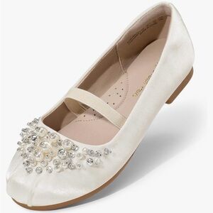 Girls ivory Mary Jane Ballerina Flat Dress Shoes size 12 little kid US:12